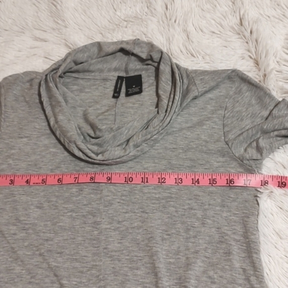 New Directions Cowl Neck Jersey Knit Trapeze Top Gray Long Sleeve Soft Comfy M - Picture 7 of 10